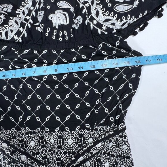 by Anthropologie Marisol Off-Shoulder Embroidered Midi Dress Black Fit & Flare 6 - Picture 9 of 16